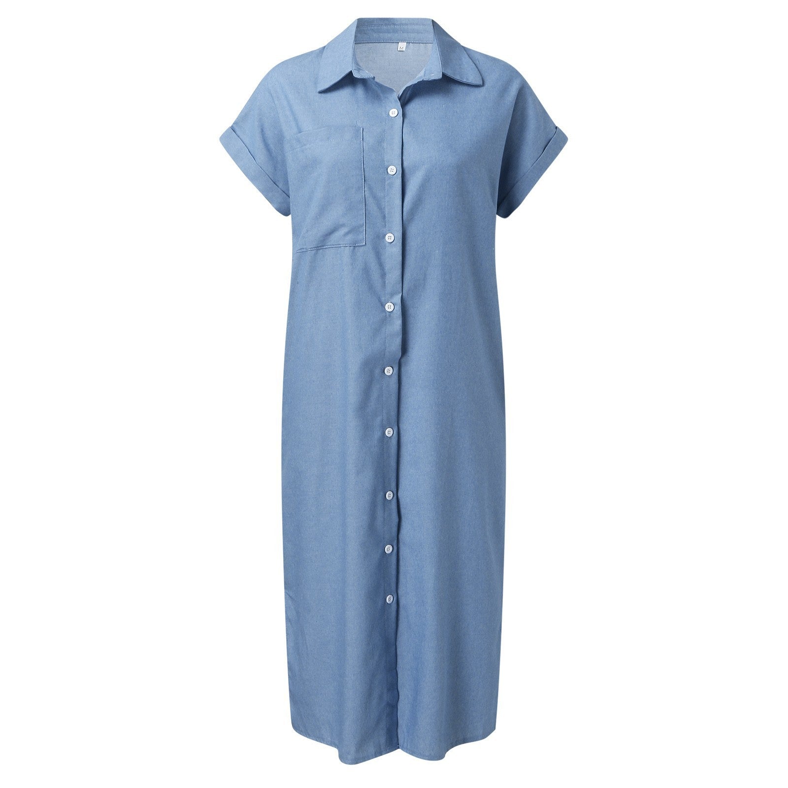 Mystère d’Azur | Denim Jurk met Korte Mouwen