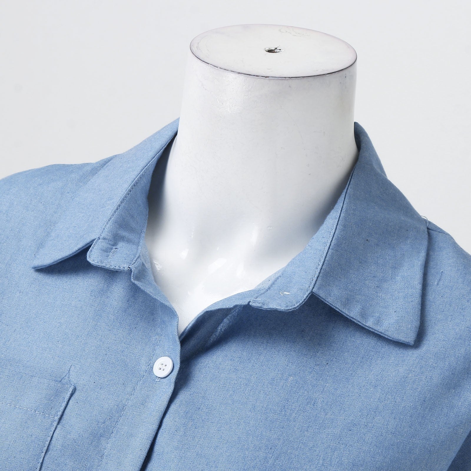 Mystère d’Azur | Denim Jurk met Korte Mouwen