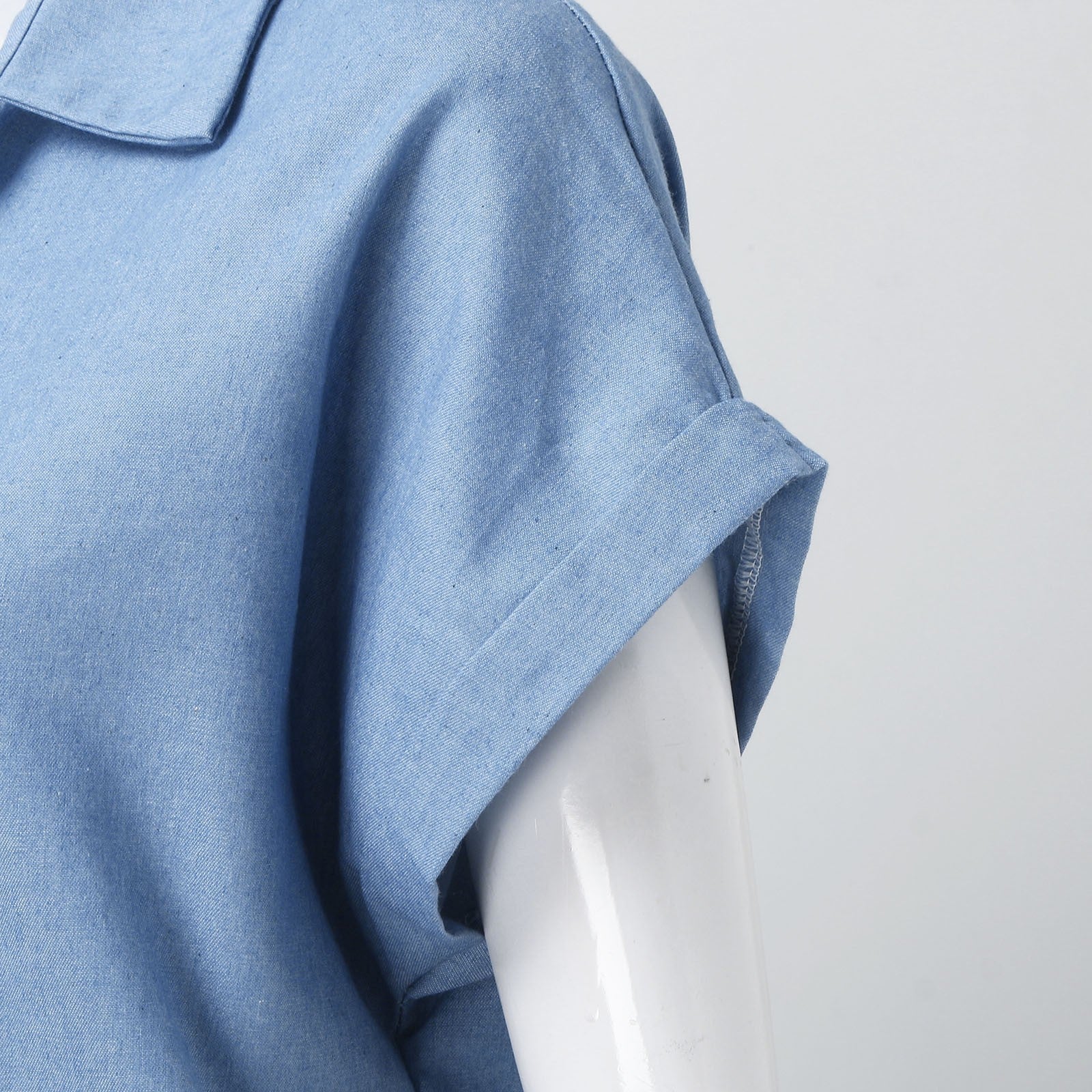 Mystère d’Azur | Denim Jurk met Korte Mouwen