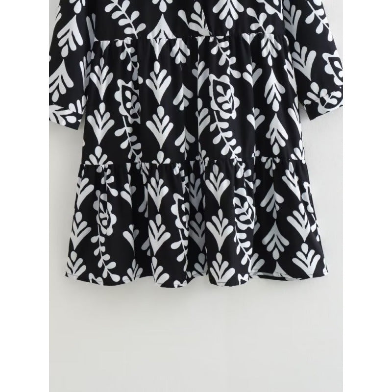 Gracieuse Ombre | Jurk met Zwart/Wit Patroon