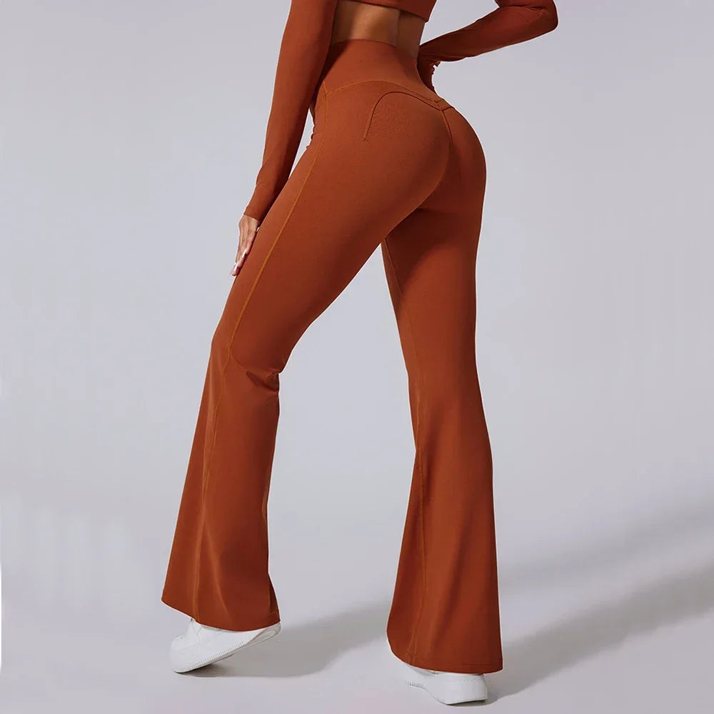 Dames Hoge Taille Uitlopende Leggings Gym Fitness Yoga Broek Workout Runing Sport Leggings Vrouwen Controle Buik Yoga Wijde Pijpen Broek