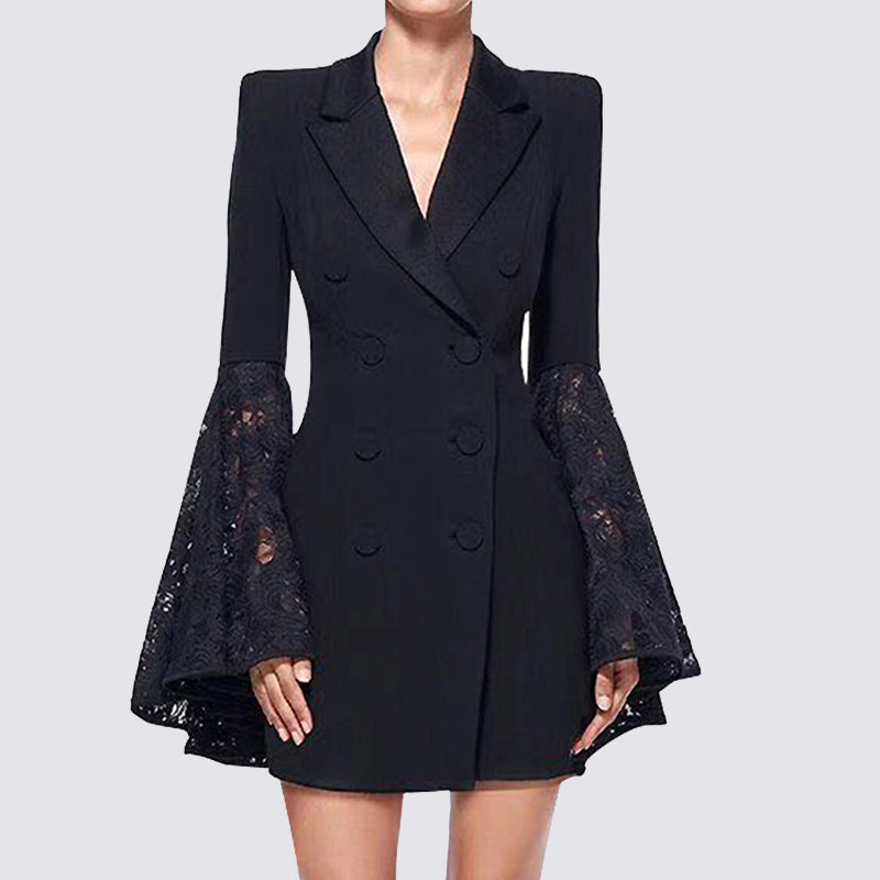 Chic Urbain | Zwarte Jurk met Zakelijke Look