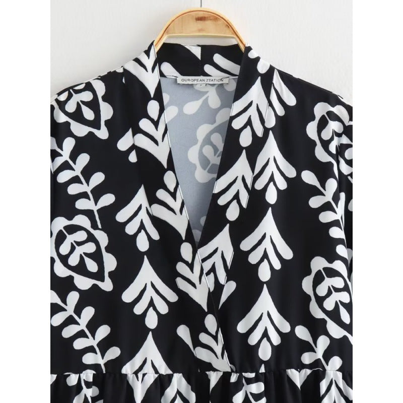 Gracieuse Ombre | Jurk met Zwart/Wit Patroon