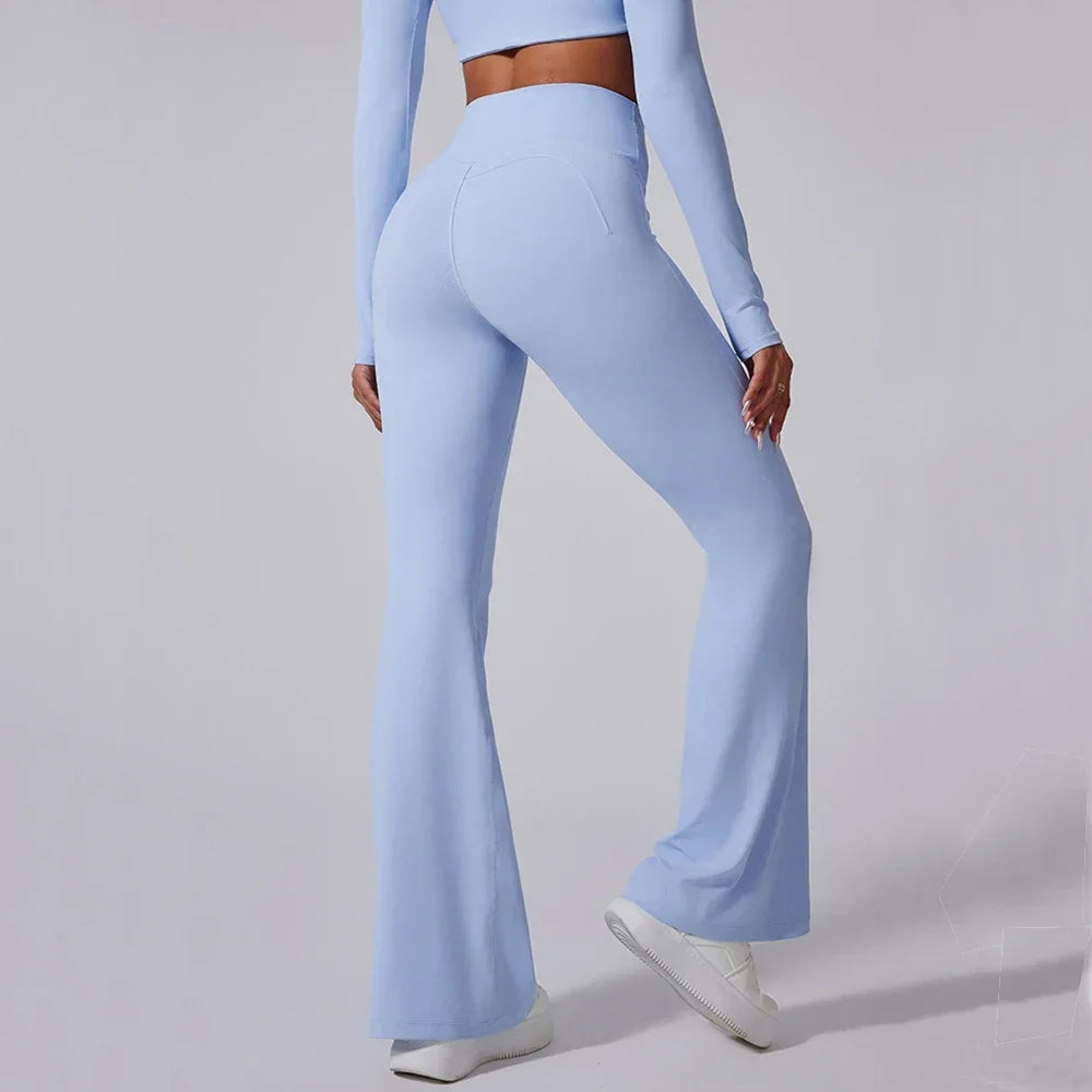Dames Hoge Taille Uitlopende Leggings Gym Fitness Yoga Broek Workout Runing Sport Leggings Vrouwen Controle Buik Yoga Wijde Pijpen Broek