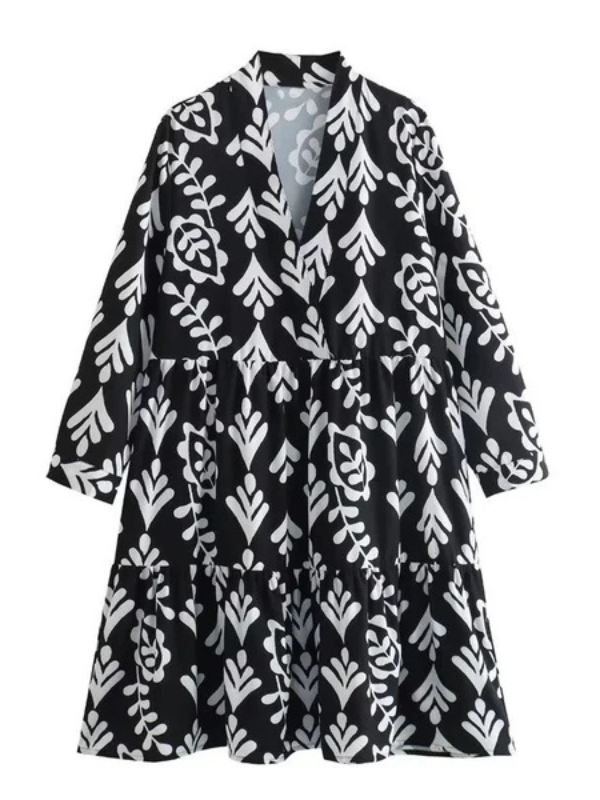 Gracieuse Ombre | Jurk met Zwart/Wit Patroon